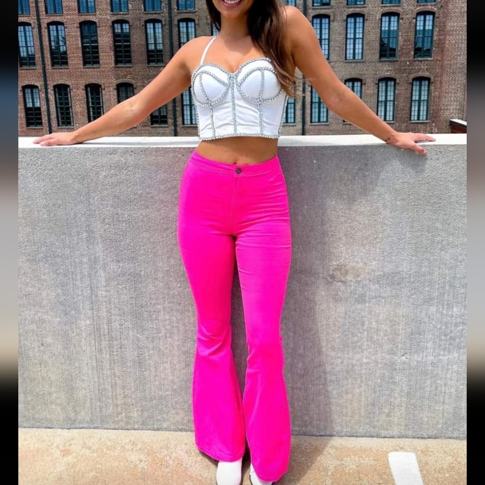 NWTs, Hot Pink Flare Barbie jeans, Long Inseam